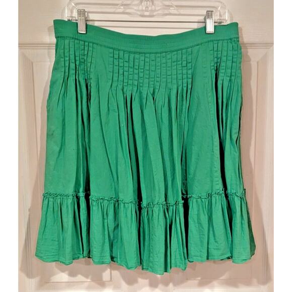 Gap 100%‎ Cotton Crinkle Gauze Tiered Skirt Green Sz Small Lined Pull On Pockets - Picture 1 of 6